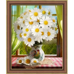 Kit de peinture au diamant Chamomiles by the Window 40x50 cm AM1768