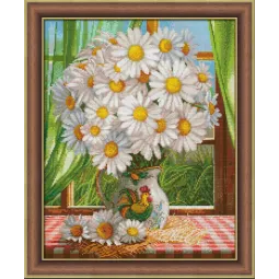 Kit de peinture au diamant Chamomiles by the Window 40x50 cm AM1768