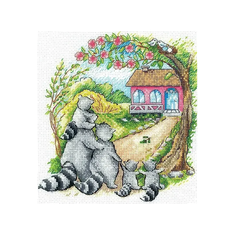 Cross stitch kit "Housewarming. Raccoons" SANN-31