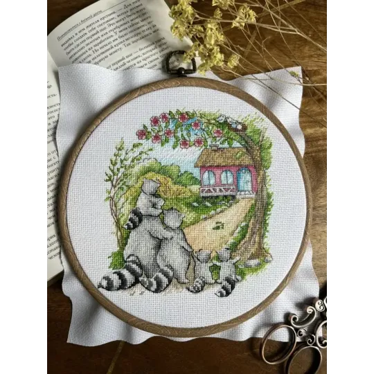 Cross stitch kit "Housewarming. Raccoons" SANN-31