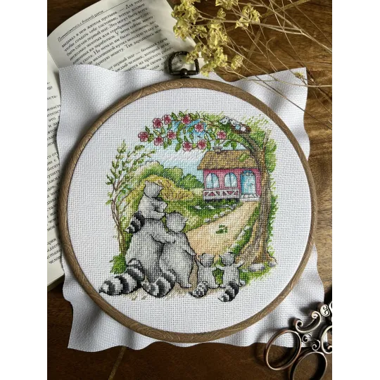 Cross stitch kit "Housewarming. Raccoons" SANN-31