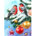 (D) Bouvreuils et sapin de Noël 30*40 WD3040