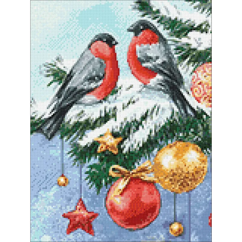 (D) Bouvreuils et sapin de Noël 30*40 WD3040