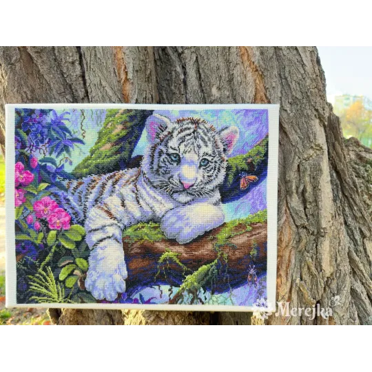 SALE Kreuzstich-Set "Weißer Tiger" 37x29 cm SK260