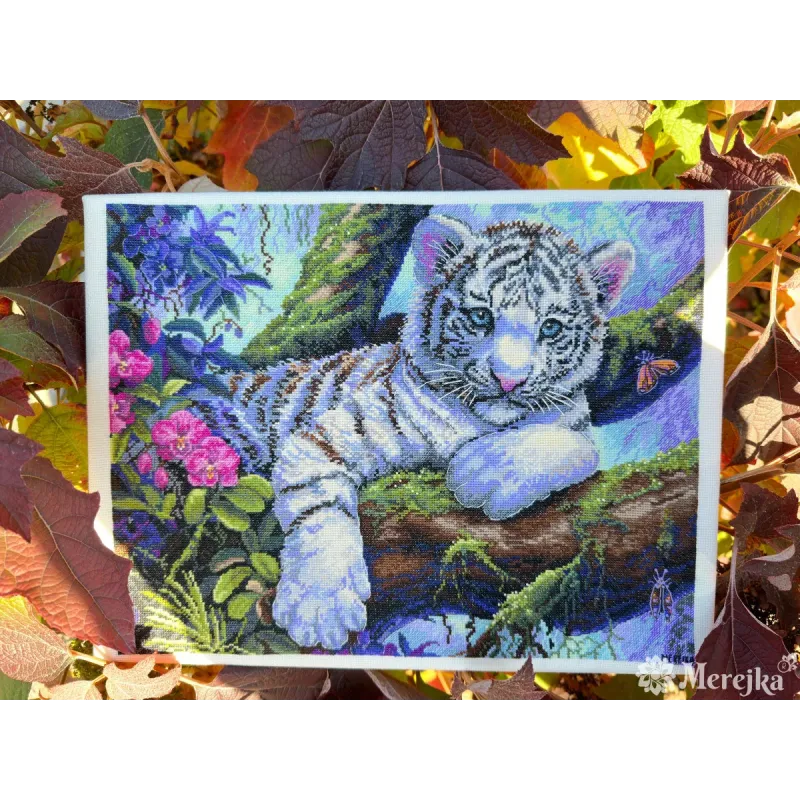 PROMOTION Kit point de croix "Tigre Blanc" 37x29 cm SK260