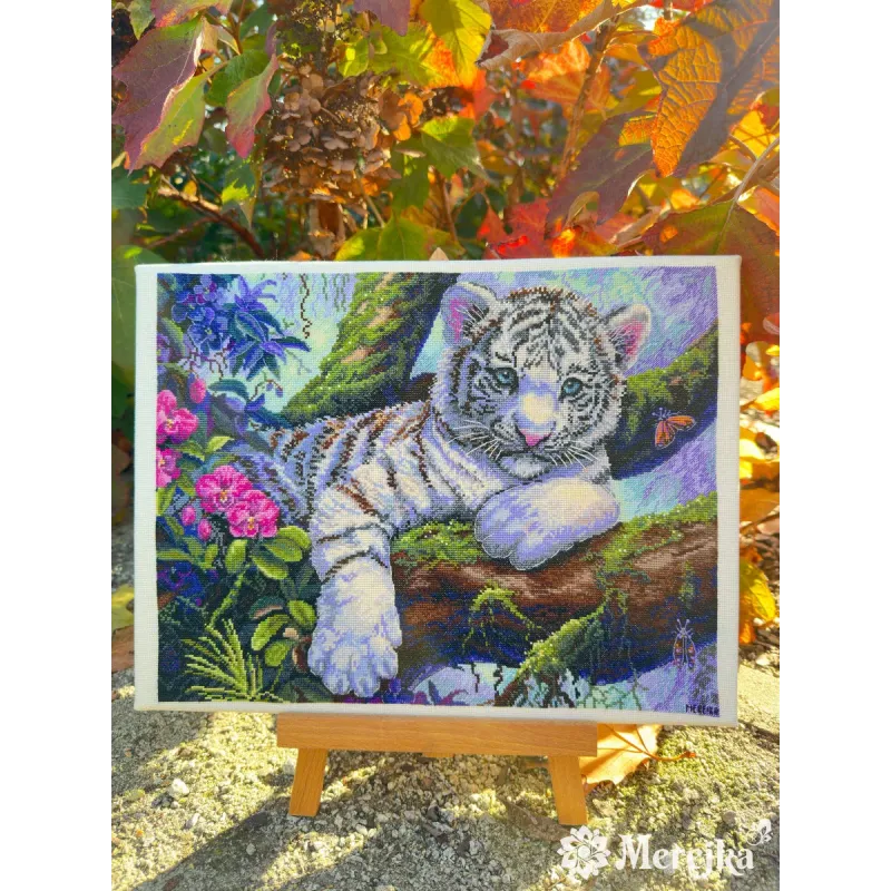 PROMOTION Kit point de croix "Tigre Blanc" 37x29 cm SK260
