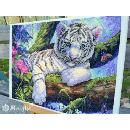 SALE Cross stitch kit "White Tiger" 37x29 cm SK260