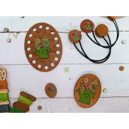 Деревянный игольный футляр. Цветы KF056/121P