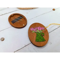 Деревянный футляр для игл. Тюльпаны KF056/120P