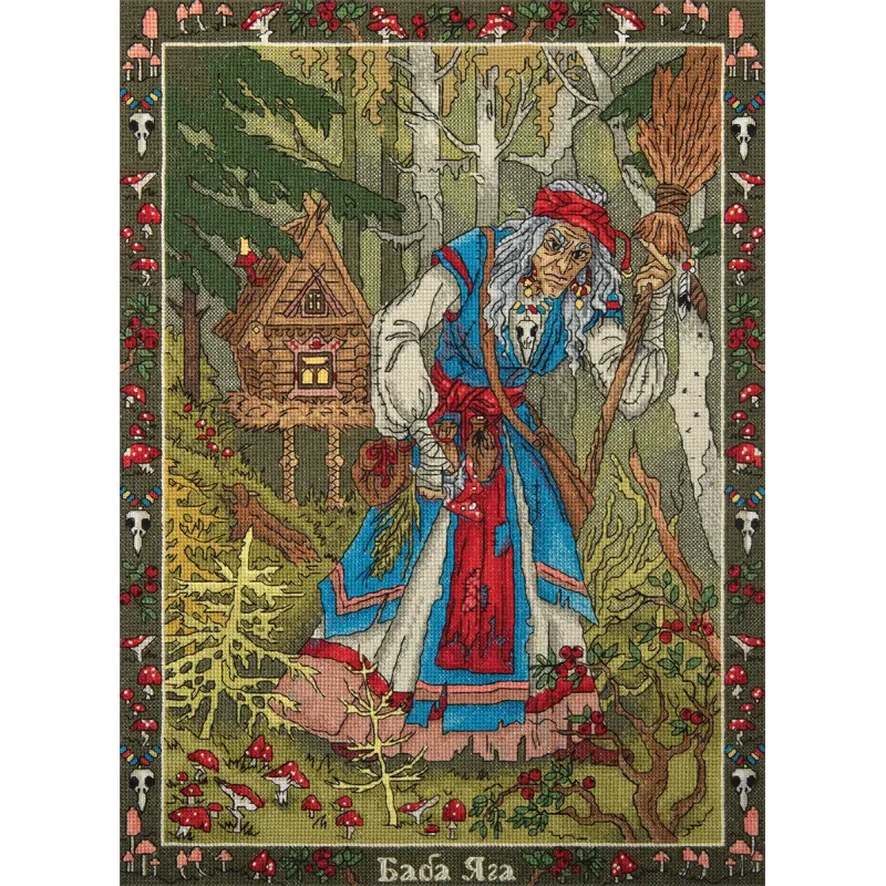 Kryželiu siuvinėjimo rinkinys PANNA "Slavų mitologija. Baba Yaga" 27x36.5 cm PVS-7408