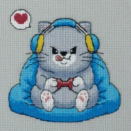 Набор для вышивания крестиком KLART "Fluffy Gamer" 15 x 15 см KL8-571