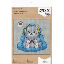 Kit de point de croix KLART "Fluffy Gamer" 15 x 15 cm KL8-571