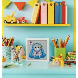 Cross stitch kit KLART "Fluffy Gamer" 15 x 15 cm KL8-571