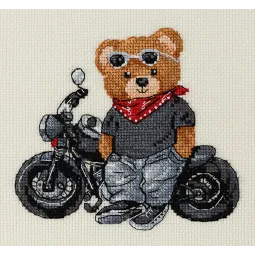 Kryželiu siuvinėjimo rinkinys KLART "Biker Bear" 15x14 cm KL8-563