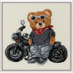 Kryželiu siuvinėjimo rinkinys KLART "Biker Bear" 15x14 cm KL8-563