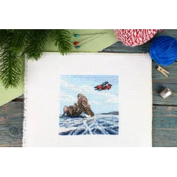 Cross stitch kit "Over the frozen lake" 11x11 cm SM-989