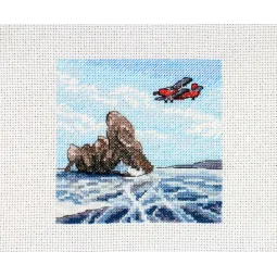 Kryželiu siuvinėjimo rinkinys "Virš užšalusio ežero" 11x11 cm SM-989