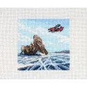 Cross stitch kit "Over the frozen lake" 11x11 cm SM-989 Cross stitch kit "Over the frozen lake" 11x11 cm SM-989
