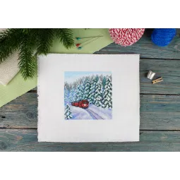 Cross stitch kit "Through the winter forest" 11x11 cm SM-988