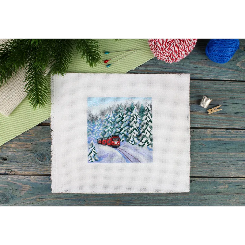 Kreuzstich-Set „Durch den Winterwald“ 11x11 cm SM-988