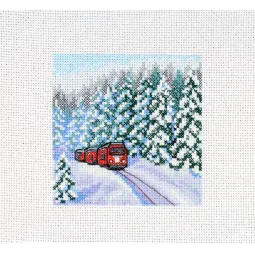 Kryželiu siuvinėjimo rinkinys "Per žiemos mišką" 11x11 cm SM-988