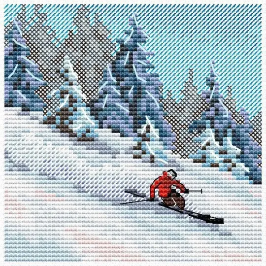 Cross stitch kit "On the mountainside" 11x11 cm SM-987 Cross stitch kit "On the mountainside" 11x11 cm SM-987