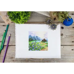 Набор для вышивания крестом "Пейзаж с цикорием" 11x11 см SM-1234