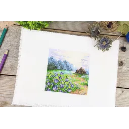 Набор для вышивания крестом "Пейзаж с цикорием" 11x11 см SM-1234