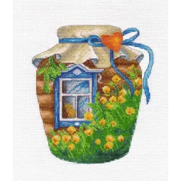 Kit point de croix "Eté dans un bocal" 13x15 cm S1657