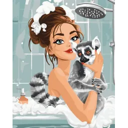 Набор для рисования по номерам "Девушка с лемуром" 40x50 см J103 0125