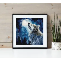 Kit de point de croix « Chute de neige de minuit » 24x24cm SLETIL9923