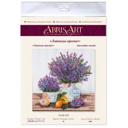 Vidutinio dydžio karoliukų siuvinėjimo rinkinys Lavandos aromatas (natiurmortas) 20x20 cm AAMB-059