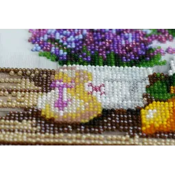 Mid-sized bead embroidery kit Lavander`s aroma (Still life) 20x20 cm AAMB-059