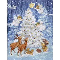 Cross stitch kit Angel in Wood 24x32cm SLETIL9921