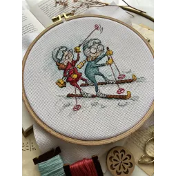 Kryželiu siuvinėjimo rinkinys „Močiutės slidininkės“ SANB-24