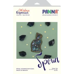 Набор для вышивания крестиком PANNA "Брошь Космический кот" PJK-2274