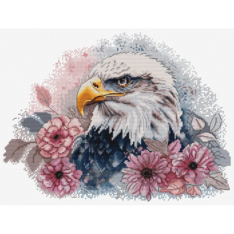 Kit de point de croix "Aigle de chasse" 27 x 20 cm SBM3021