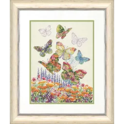 Kreuzstich-Set Blumen-Schmetterling D70-35448