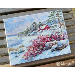 Siuvinėjimo kryželiu rinkinys "Ežero namas" 30x40 cm SK261