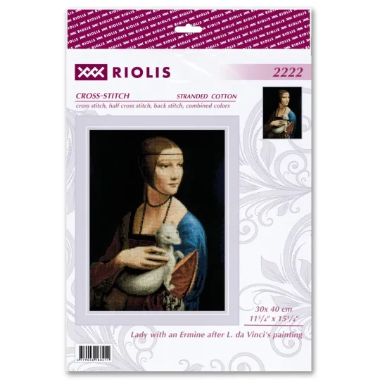 Kit de point de croix "Dame à l'hermine d'après le tableau de L. da Vinci" 30x40 cm SR2222