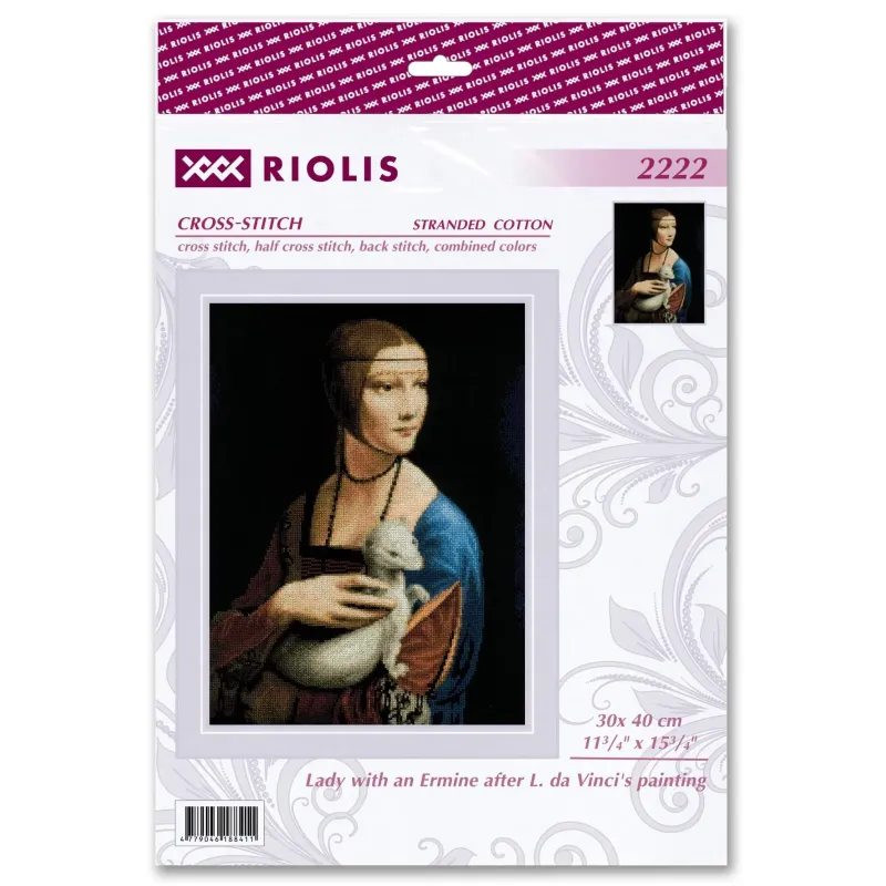 Kit de point de croix "Dame à l'hermine d'après le tableau de L. da Vinci" 30x40 cm SR2222