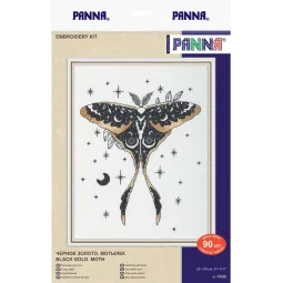 Kryželių siuvinėjimo rinkinys PANNA "Black Gold. Moth" PJ-7495