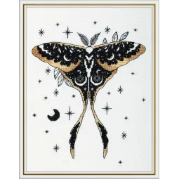Kryželių siuvinėjimo rinkinys PANNA "Black Gold. Moth" PJ-7495