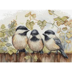 Kryželiu siuvinėjimo rinkinys Kikiliai ant tvoros 24x17,5cm SBU5066