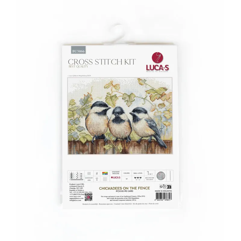 Kit de point de croix mésanges sur la clôture 24x17,5cm SBU5066