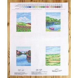 Канва Aida 14 с предварительно напечатанным рисунком "Landscapes" SSK-127