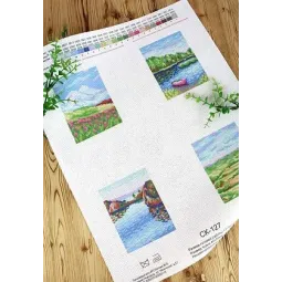 Aida 14 drobė su iš anksto atspausdintu raštu "Landscapes" SSK-127
