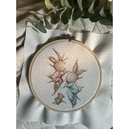 Набор для вышивания крестиком "Спящие зайчики" SANS-70