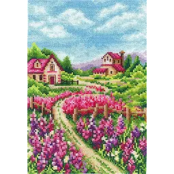 Cross stitch kit "Landscape with lupines" SANP-67