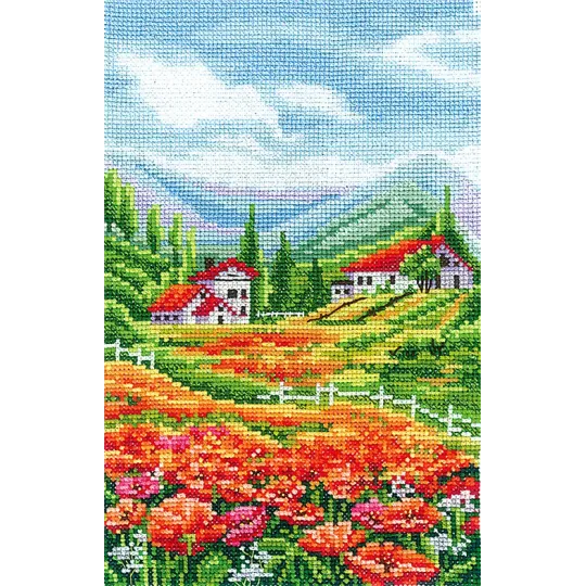 Kit point de croix "Paysage aux coquelicots" SANP-66